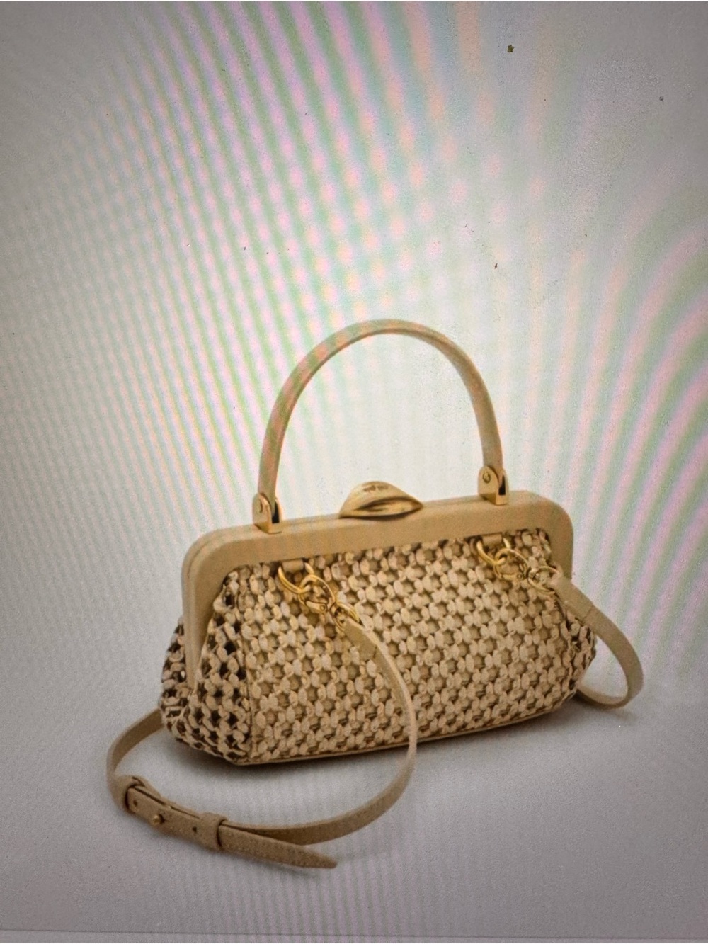 NWT Cult Gaia Woven Straw Bag in Beige